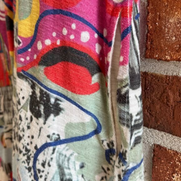 Inoah Sleeveless Midi Dress Abstract Art Print Size L Made in USA - Picture 3 of 9